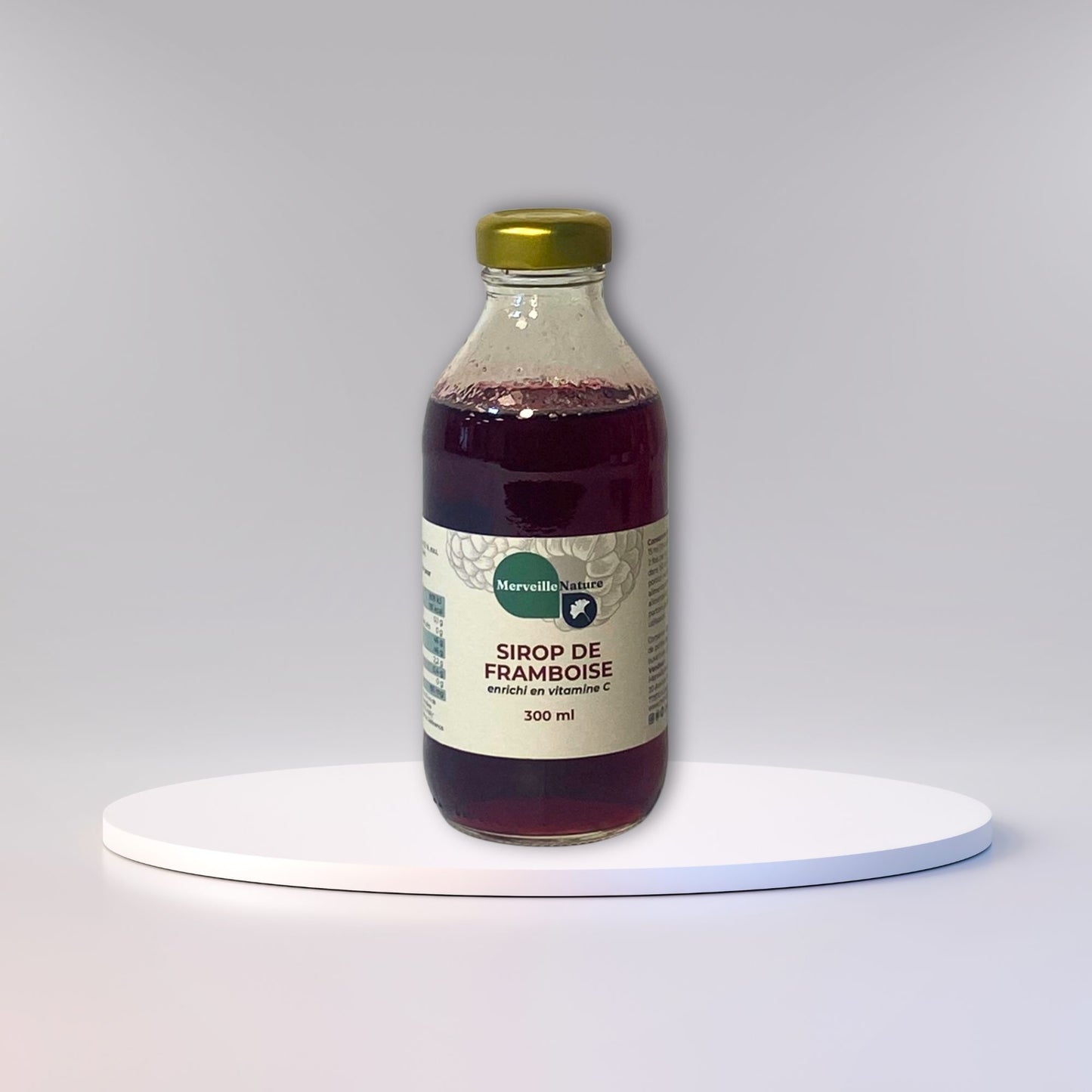 bouteille de sirop de framboise enrichi en vitamine C