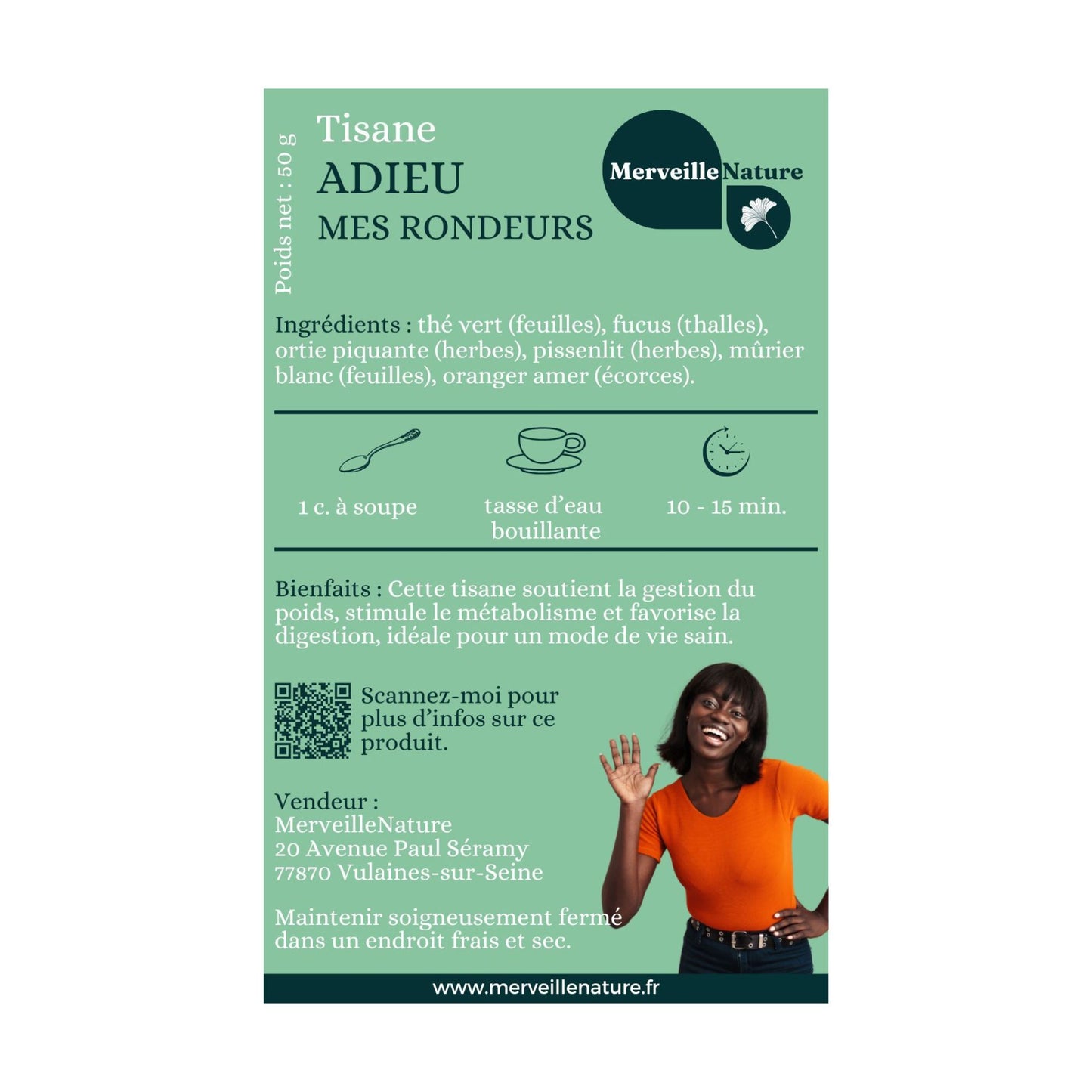 etiquette pour tisane ADIEU MES RONDEURS