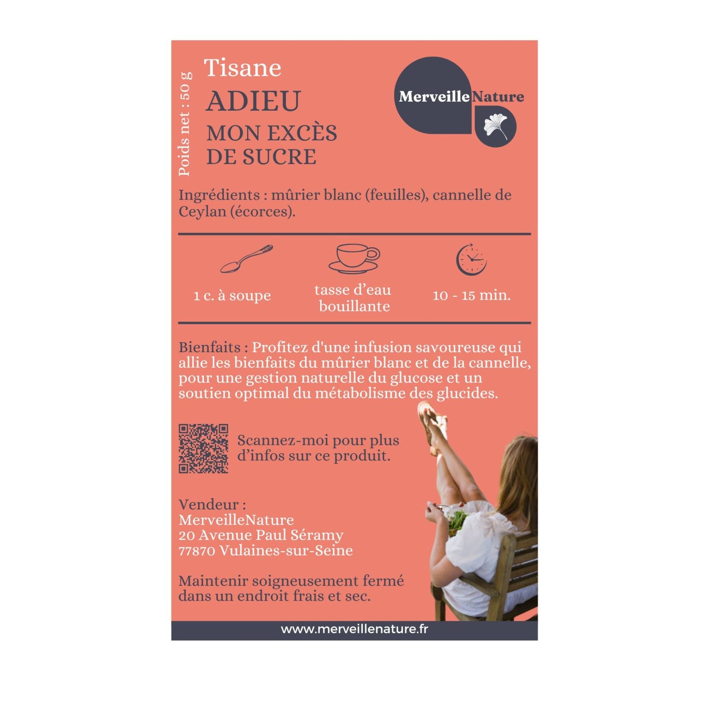 etiquette de tisane ADIEU MON EXCES DE SUCRE