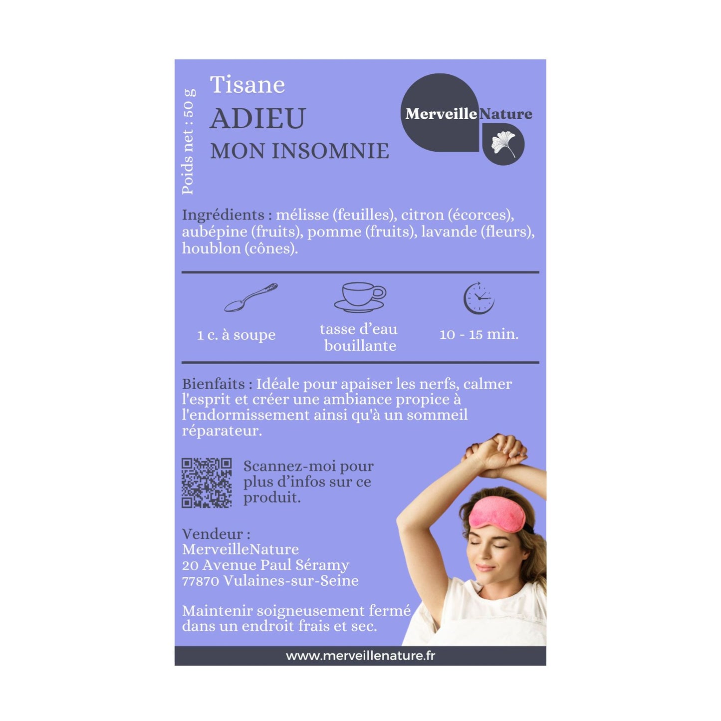 etiquette de tisane ADIEU MON INSOMNIE