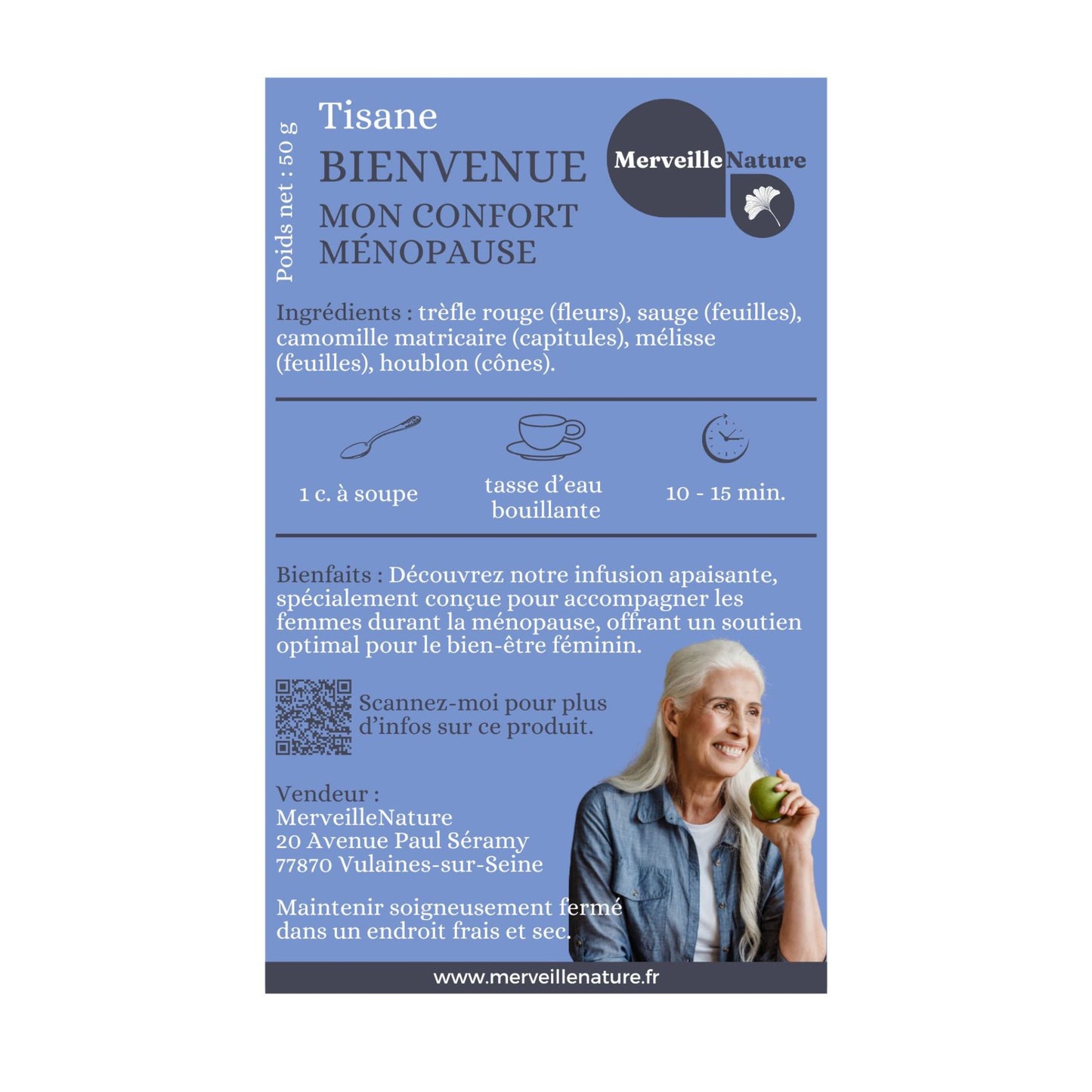etiquette de tisane ADIEU MON CONFORT MENOPAUSE