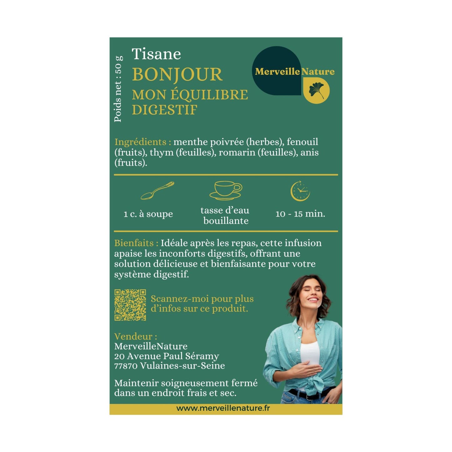 etiquette de tisane bonjour mon equilibre digestif