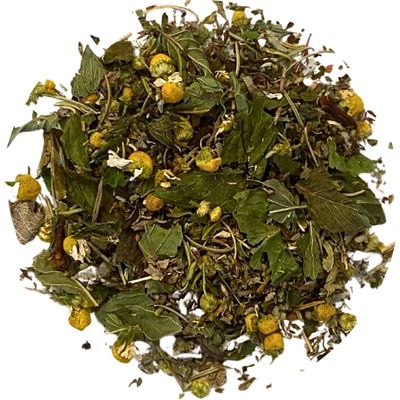 Sachet de mélange de plantes médicinales (thym, menthe, sauge, camomille) pour inhalation naturelle contre le rhume et la sinusite.