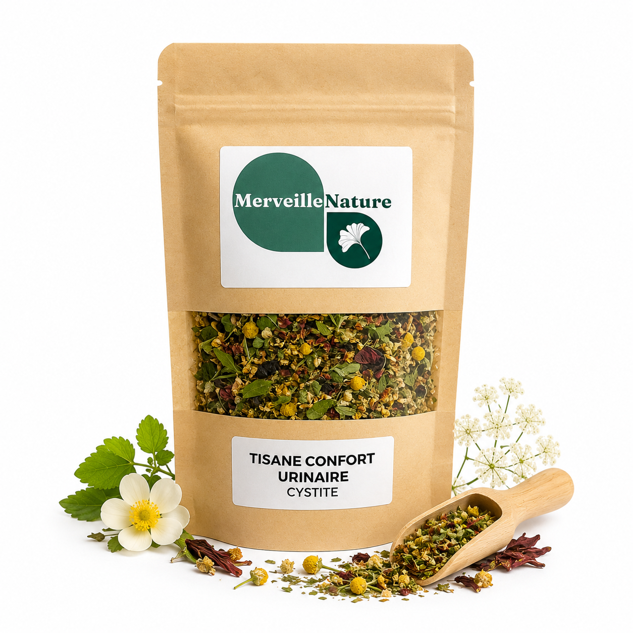 Sachet de tisane confort urinaire aux plantes médicinales pour apaiser les gênes urinaires et la cystite – infusion naturelle MerveilleNature