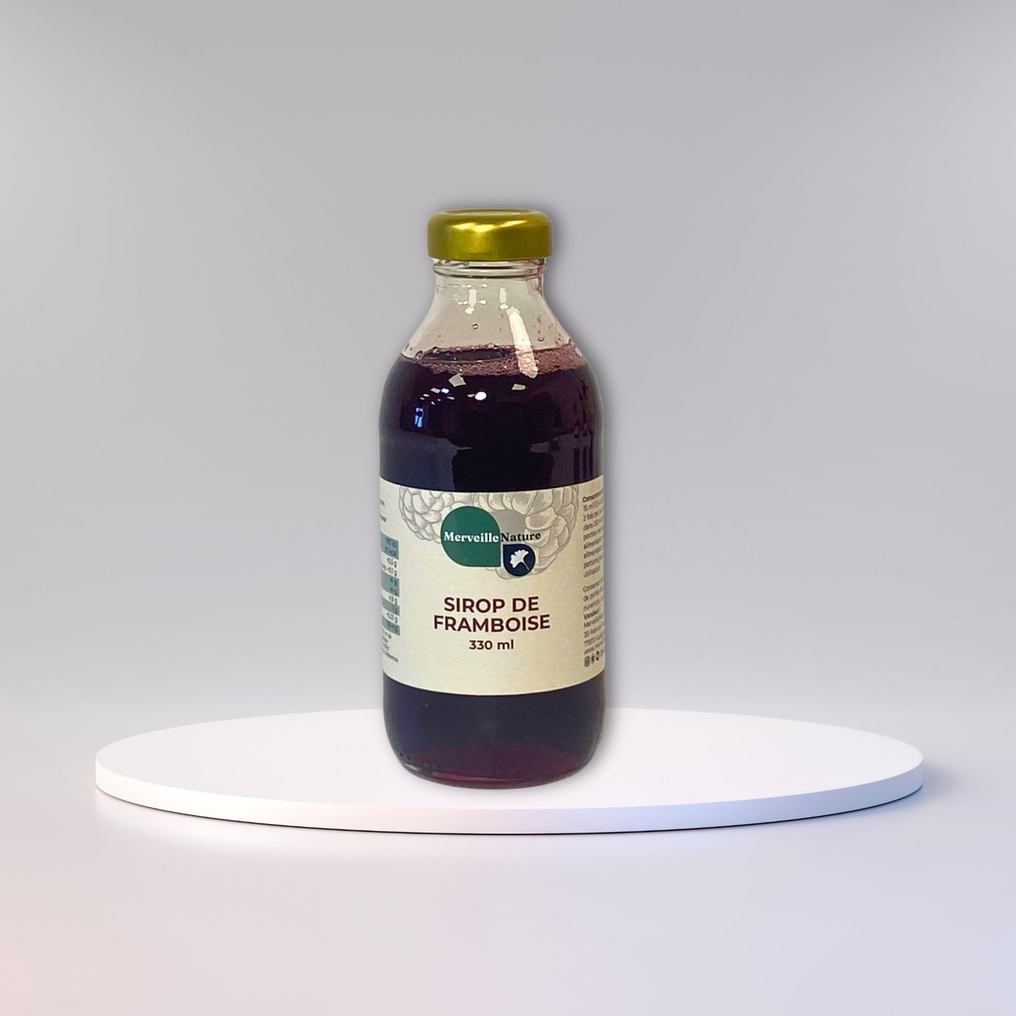 bouteille de sirop de framboise, sans conservateur