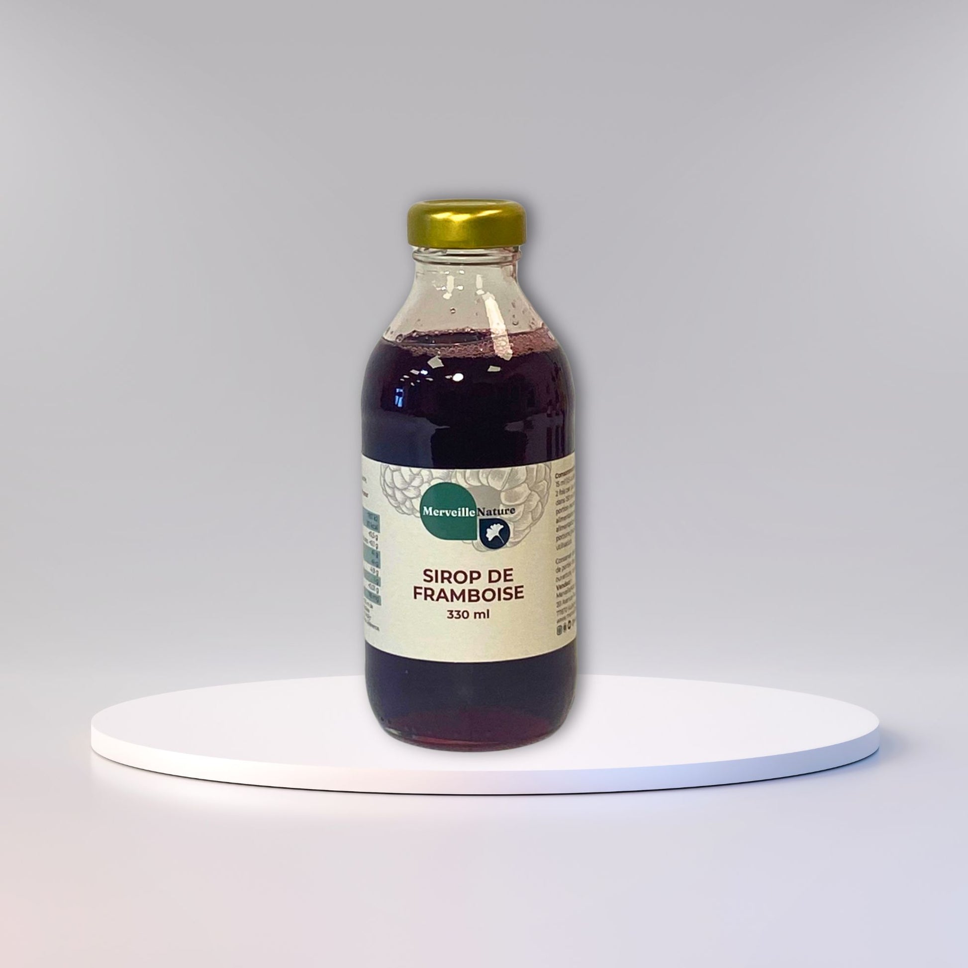 bouteille de sirop de framboise, sans conservateur