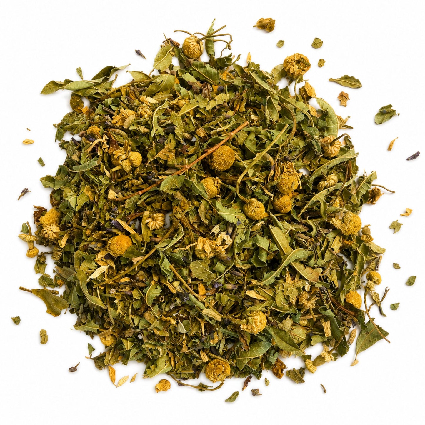 Mélange de plantes en vrac de la tisane Adieu Mes Mon Stress MerveilleNature, infusion pour aider à réduire le stress et favoriser un sommeil réparateur 